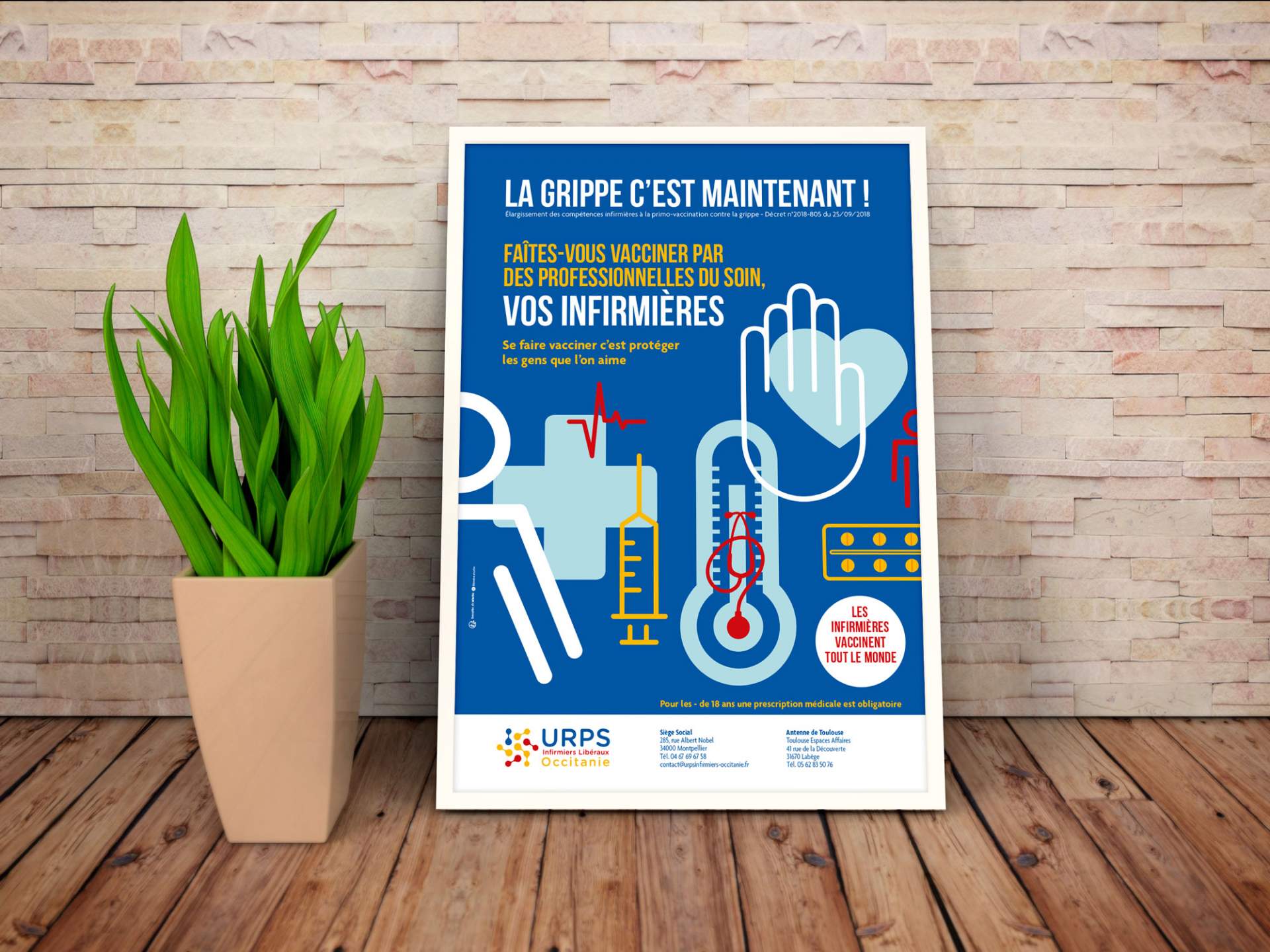 Création affiche campagne de vaccination contre la grippe URPS Occitanie