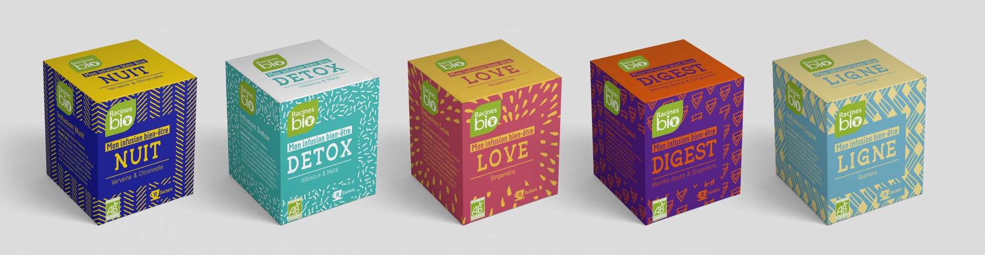 Création de packaging Infusions Bio Racines